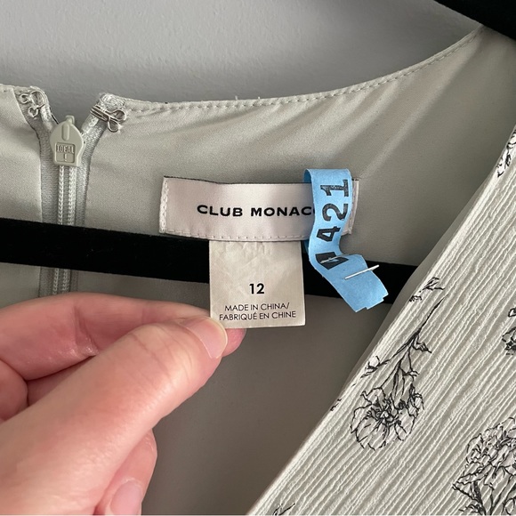 CLUB MONACO Pitched Sleeve Floral Mini Dress Size 12 - Picture 13 of 14